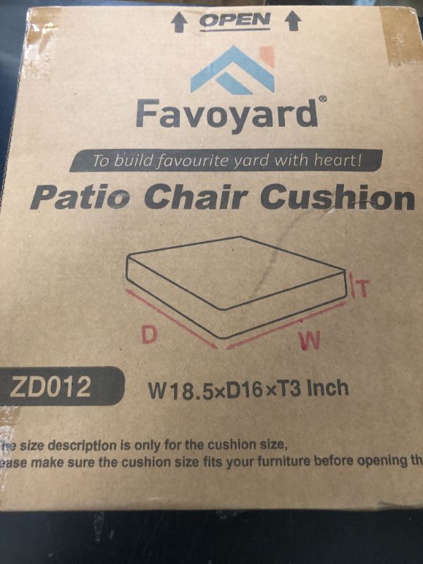 Photo 1 of Favoyard Outdoor Chair Cushion 18.5 x 16 x 3 Inch Rainproof & 3-Year Fade Resistant Patio Furniture Cushions with Removable Cover and Adjustable Ties for Garden Sofa Couch Pads Set of 2, Blue
