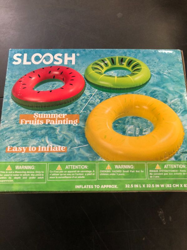 Photo 1 of JOYIN Inflatable Swim Tube Raft (3 pack) with Summer Fruits Painting, Pool Toys for Swimming Pool Party Decorations
