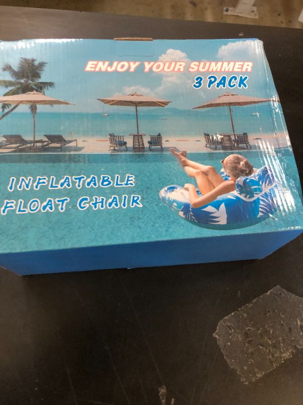 Photo 1 of KEUCL Pool Floats, 3 Pack Inflatable Pool Float Chairs with Cupholders & Handles, Pool Floats Adult & Kids Perfect for Pool Lake & Rivers, Pool Toys Party, Relaxing Inflatable Chair for Swimming Pool