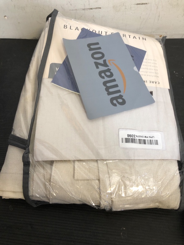 Photo 1 of 100% Blackout Shield Linen Blackout Curtains for Bedroom 72 Inches Long, Back Tab/Rod Pocket Living Room Drapes, Thermal Insulated Blackout Curtains 2 Panels Set, 50" W x 72" L, Light Cream