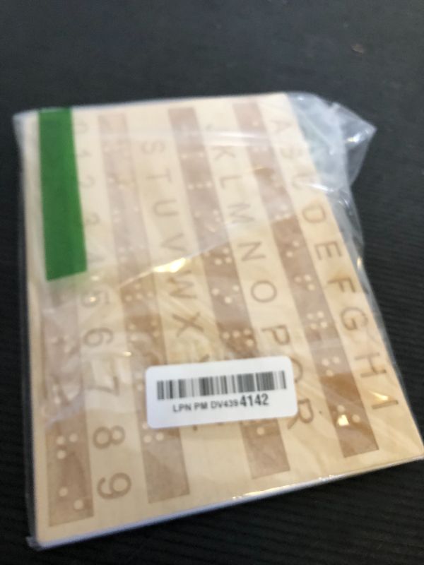 Photo 1 of Braille Alphabet Board Wooden Braille Fingerboard, Engraving Raised Dots Braille Alphabet Chart Number Board Small Portable Tools Creative Escape Room Game Teaching Suitable for The Visually Impaired