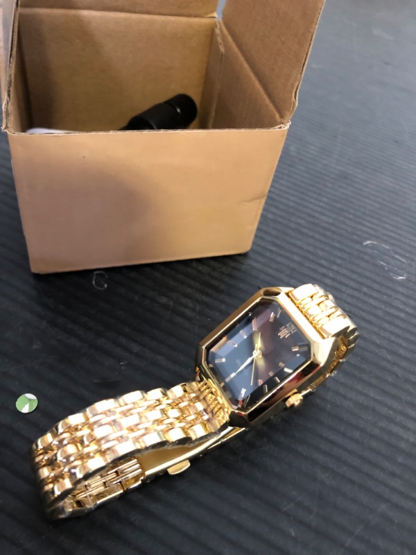 Photo 1 of BESTKANG Watches for Women Wrist Watches Steel Strap Womens Watch Casual Fashion Simple Square Quartz Wristwatch (Gold-Black)
