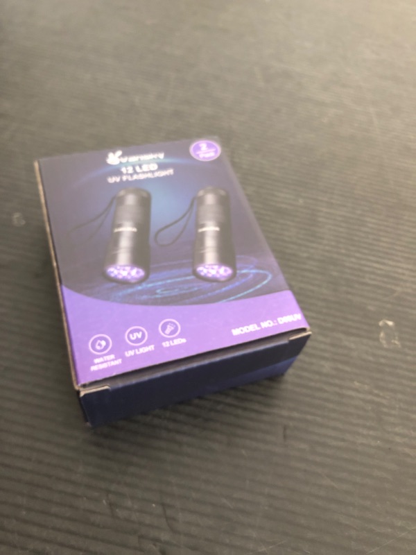 Photo 1 of Black Light UV Light Flashlight: Vansky 395nm 12 LED 2 Pack Ultraviolet Blacklight Flashlight Mini Powerful Pet Urine Detector for Dog/Cat, Carpet Dry Stains Detection, Spot Scorpions, Resin Curing