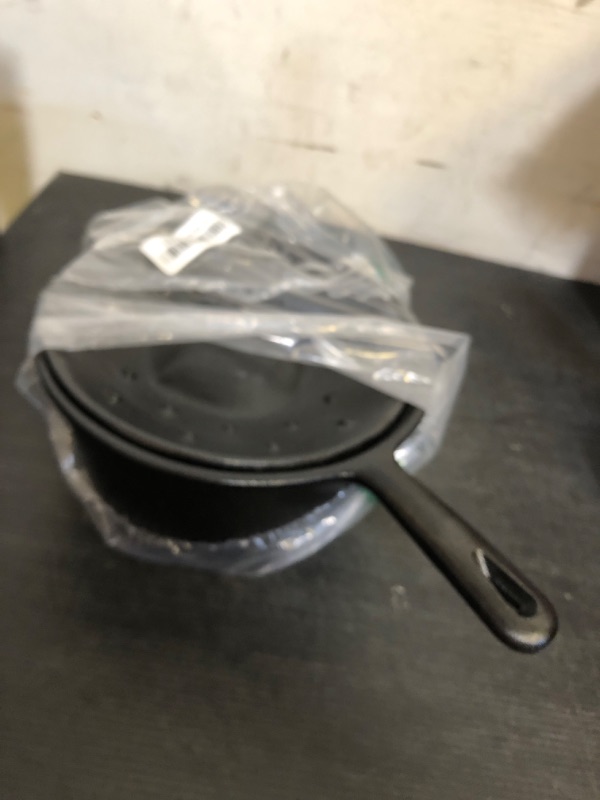 Photo 1 of COMMERCIAL CHEF 2 Quart Cast Iron Saucepan, Dutch Oven Cast Iron Saucepan with Lid and Looped Handle, Camping Cookware & Sauce Pan for Indoor & Outdoor Recipes Black