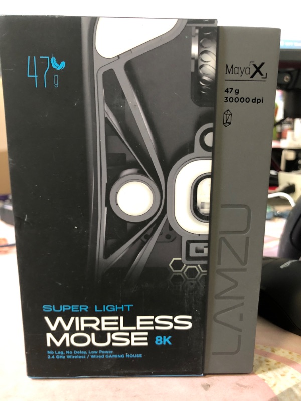 Photo 1 of Lamzu Maya X Wireless Gaming Mouse, Ultra Lightweight 47g, Optical Switch, Maximum 30000 DPI, Symmetrical, MCU Nordic 52840, Dust-Proof Encoder, PAW3950 Sensor(Larger Maya) (Black)