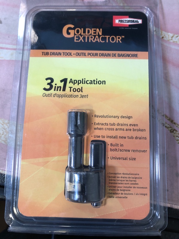 Photo 1 of Rectorseal 97258 Extractor Tub Drain Tool, Black and Golden