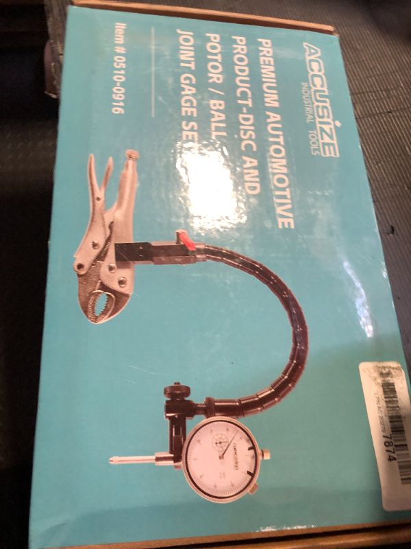 Photo 1 of Accusize Industrial Tools Premium Disc and Rotor/Ball Joint Gage, 1'' by 0.001'' Indicator and 360 Deg Flexible Stem Holder, Automotive Product