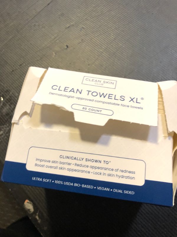 Photo 1 of Clean Skin Club Clean Towels XL™, 100% USDA Biobased Face Towel, Disposable Face Towelette, Eczema Association Accepted, Makeup Remover Dry Wipes, Ultra Soft, 50 Ct, 1 Pack