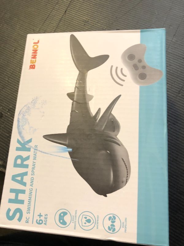 Photo 1 of Bennol 2.4Ghz Remote Control Shark Toys for Boys Kids, 1:18 Scale High Simulation Shark for Pool, Electric RC Shark Fish Toys with Light & Spray Water Function for 4 5 6 7 8 9 Year olds Kid Boys Girls