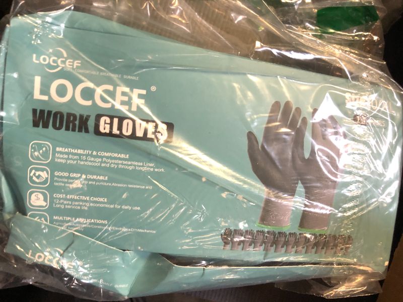 Photo 1 of LOCCEF Safety Work Gloves MicroFoam Nitrile Coated-12 Pairs,Seamless Knit Nylon Gloves,Home Improvement,Micro-Foam Gloves (12 Pairs, 10/XL)
