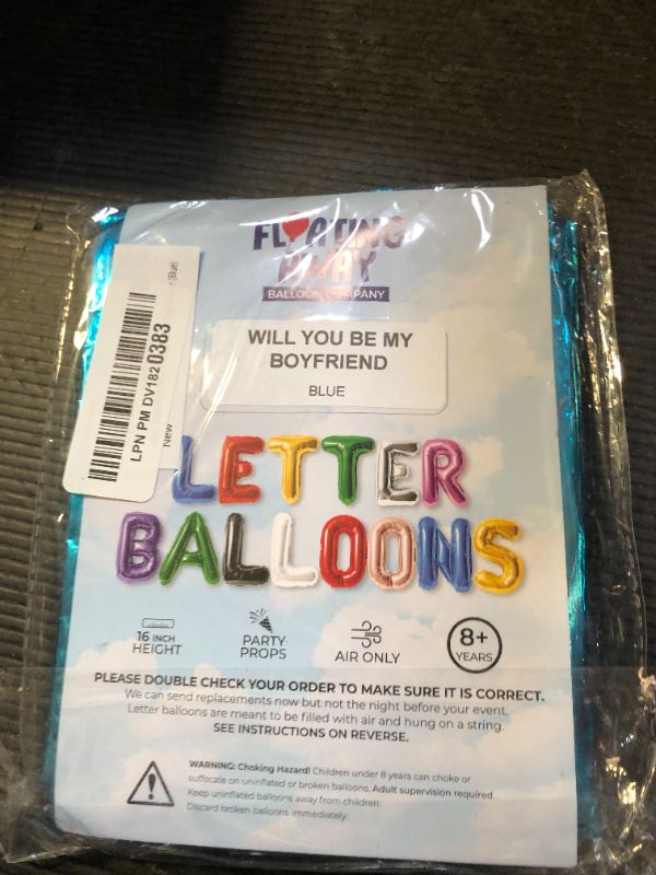 Photo 1 of Letter Balloons - WILL YOU BE MY BOYFRIEND 16" Inch Alphabet Letters Foil Mylar Balloon Valentines Day Banner (Blue)