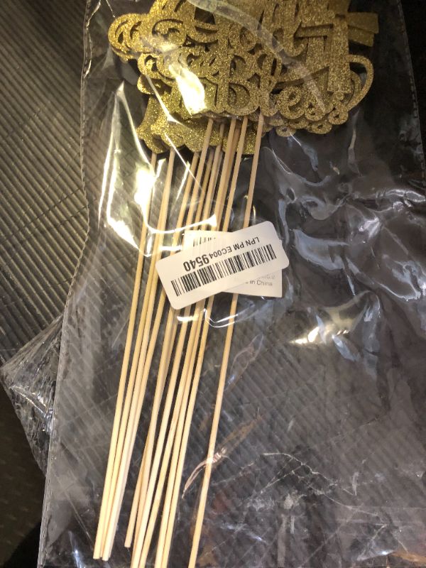 Photo 1 of Gyufise 12Pcs God Bless and Cross Centerpiece Sticks Double Sided Cross God Bless Table Flower Centerpieces Sticks First Communion Baptism Decorations for God Bless Theme Party Supplies Gold