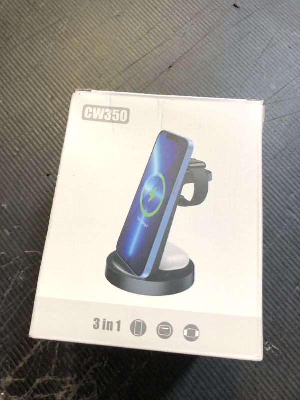 Photo 1 of 3 in 1 Charging Station for iPhone, Wireless Charger for iPhone 16e 16 15 14 13 12 11 X Pro Max & Apple Watch - Wireless Charging Station for AirPods 4 3 Pro