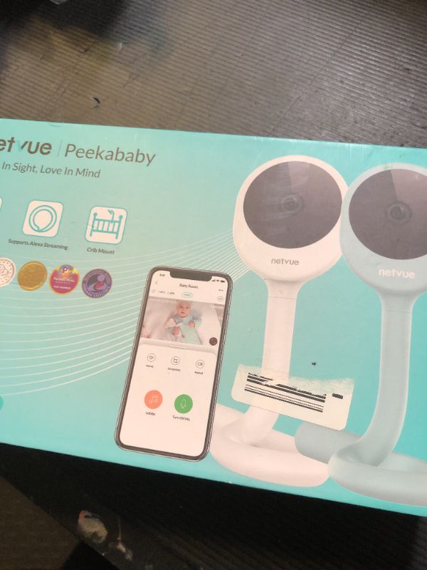 Photo 1 of NETVUE Peekababy Baby Camera Monitor, Wireless Baby Monitor with Camera & Audio, 4-in-1 Crib Mount, Smart App, Sleep Analysis & Two-Way Talk (White)