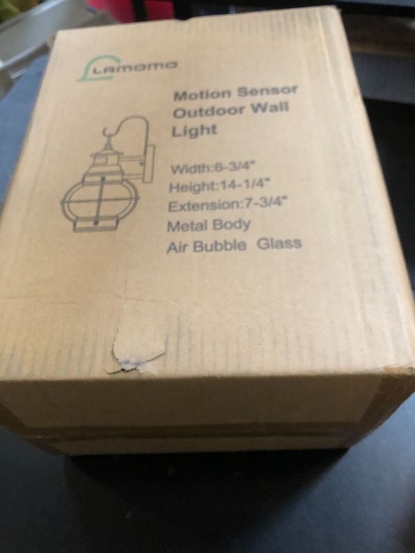 Photo 1 of Lamomo Outdoor Wall Light, Motion Sensor Porch Lights Outdoor Wall Light Fixture,Black Dusk to Dawn Exterior Lighting for House Waterproof Anti-Rust Wall Mount Lantern for Outside,Garage(NO Bulb)