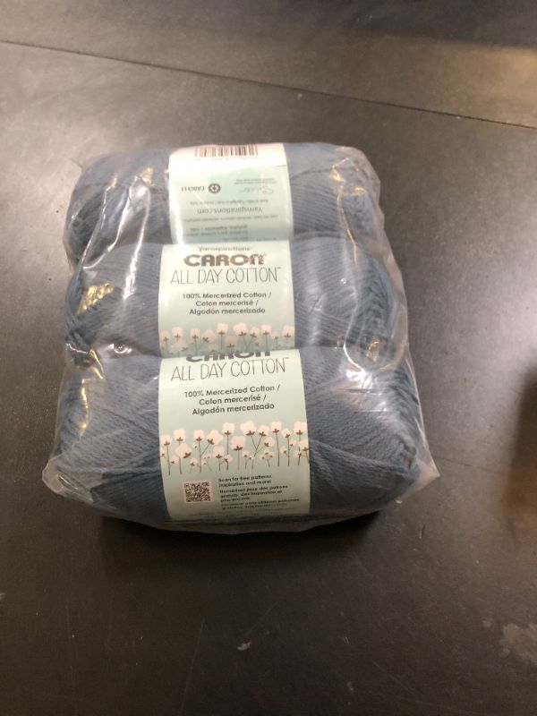 Photo 1 of Caron All Day Cotton - 3 Pack of 173 Yards/3.52 oz Country Blue 100% Mercerized Cotton Yarn