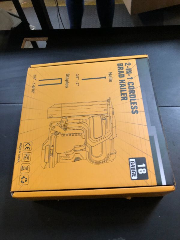 Photo 1 of Cordless 2" Brad Nailer for Dewalt 20V Battery (No Battery), 2-in-1 Electric Nail Gun/Staple Gun, 18 Gauge Nail Gun Battery Powered with 1000 Nails for Wood Carpentry, Adjustable Depth, 2 Modes