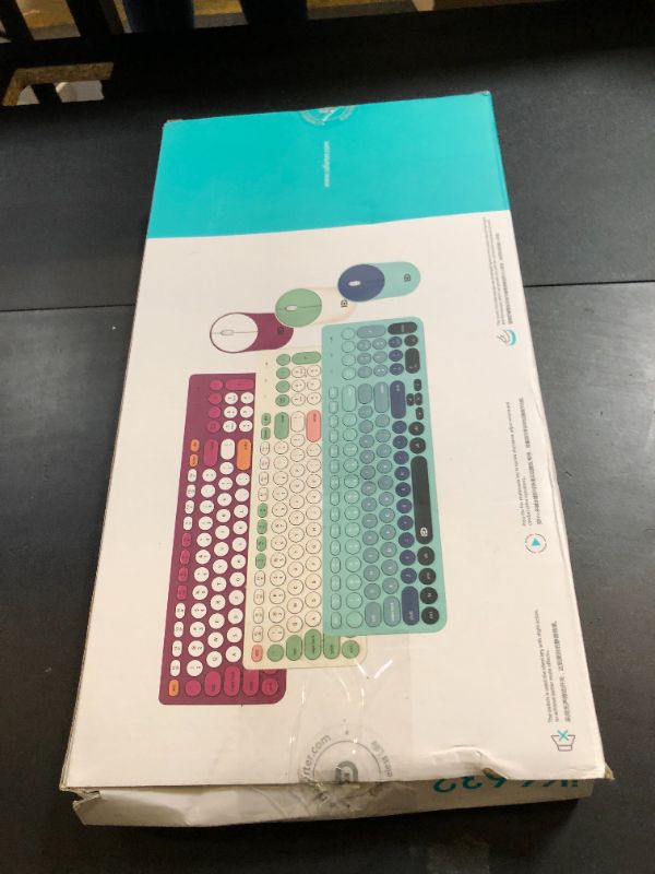 Photo 1 of FD Wireless Keyboards and Mouse Combo - 2.4GHz USB Cordless, Cute Wireless Keyboard Round Keys, Quiet and Slim Set for Laptop, Computer, TV and Mac - Milky White Green Colorful