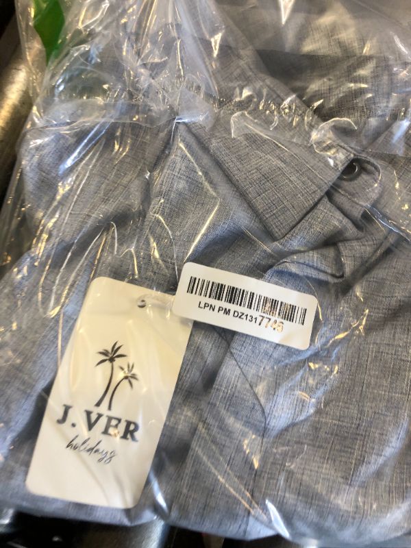 Photo 1 of J.VER Men's Cotton Linen Short Sleeve Shirts Casual Button Down Shirt for Men Beach Cruise Tropical Work Tops Blue X-Large