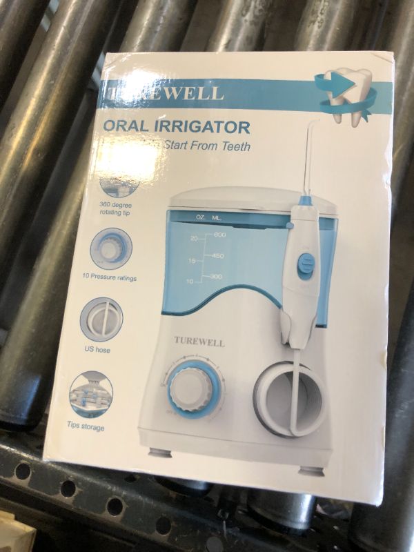 Photo 1 of TUREWELL Water Dental Flosser for Teeth/Braces, Water Teeth Cleaner 8 Jet Tips and 10 Pressure Levels, 600ML Large Water Tank Oral Irrigator for Family(White)