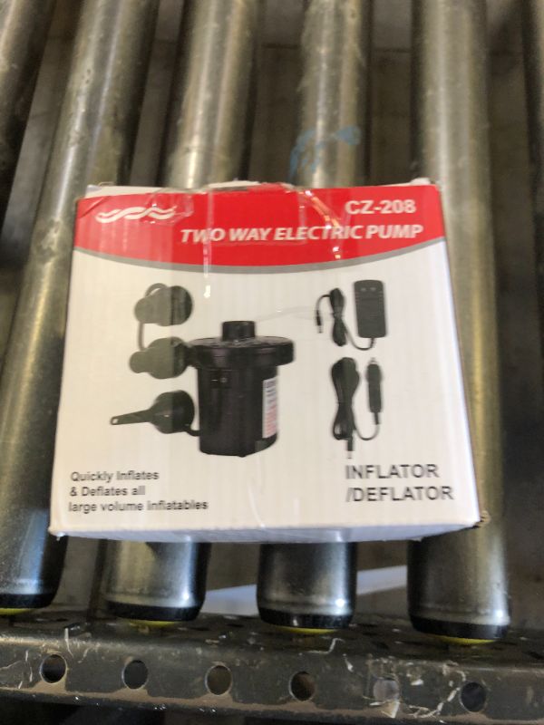 Photo 1 of Nedyfix Inflatable Electric Air Pump,110V AC/12V DC Portable Fast Inflation Pump with 3 Nozzles, Used for Inflatable Boats,etc.