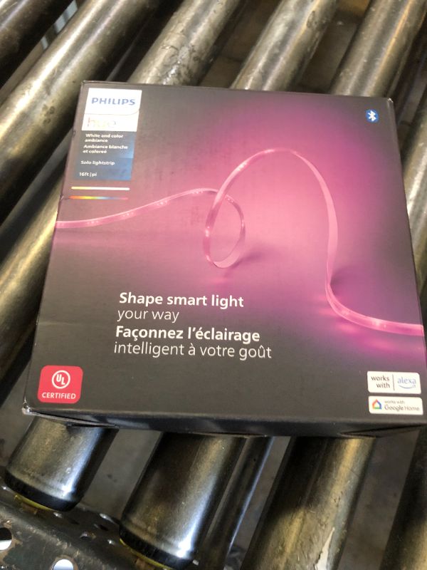Photo 1 of Philips Hue Indoor 16 Ft Smart LED Solo lightstrip Base Kit - 1 Pack - Control with Hue App - Compatible with Alexa, Google Assistant and Apple HomeKit