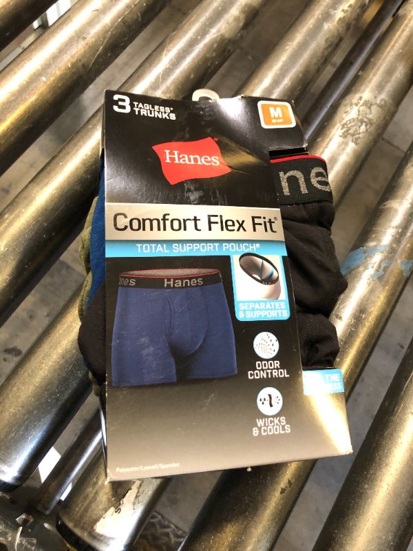 Photo 1 of Hanes Total Support Pouch Men's Boxer Brief Underwear, Anti-Chafing, Multi-Pack (Reg or Long Available), Regular Leg-Black/Blue-3 Pack, Medium(CFFST3)