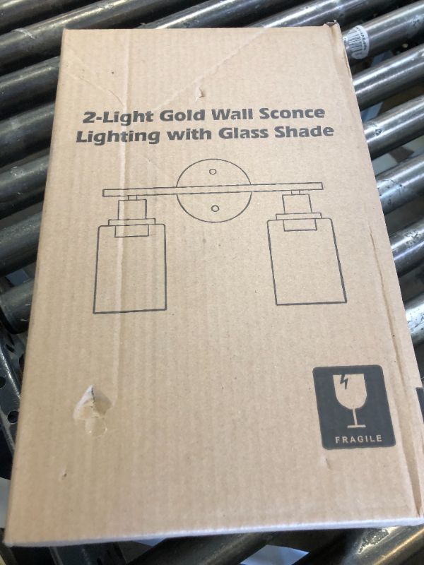 Photo 1 of FOLKSMATE Bathroom Light Fixtures, 2-Light Brushed Brass Vanity Light, Gold Wall Sconces Lighting, Modern Bath Wall Mounted Lighting with Glass Shade, Porch Lamp for Mirror, Bedroom, Hallway
