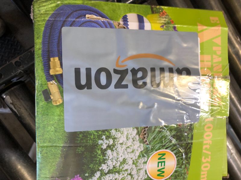 Photo 1 of Expandable Garden Hose 100 ft, 2025 Upgraded No Kink Flexible Water Hose 100ft with 10 Pattern Spray Nozzle, 3/4 Solid Brass Connectors, Retractable Latex Core, Lightweight Expanding Hose