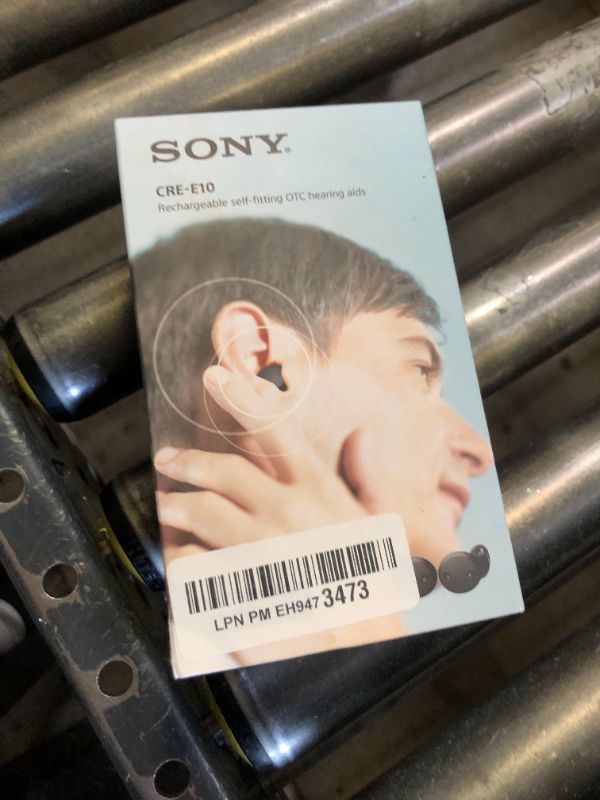 Photo 1 of Sony CRE-E10 Self-Fitting OTC Hearing Aids for Mild to Moderate Hearing Loss, Prescription-Grade Sound Quality, Comfortable Earbud Design, Bluetooth Enabled for iOS, and Rechargeable Battery, Black