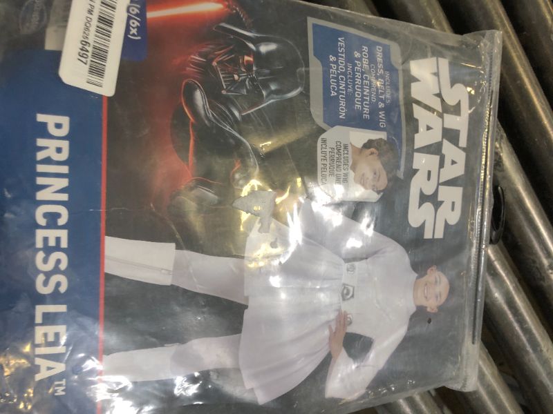 Photo 1 of STAR WARS Princess Leia Official Youth Halloween Costume - White Dress with Belt and Wig