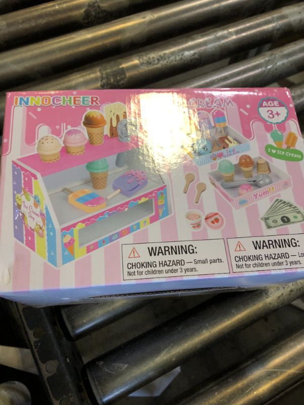 Photo 1 of INNOCHEER Ice Cream Toy, Wooden Ice Cream Play Set, Pretend Play Kitchen Toys, Ice Cream Toys for Toddlers, Ice Cream Shop Playset Play Store, Gifts Toys for 3 4 5 6 7 8+ Year Old Girls Boys