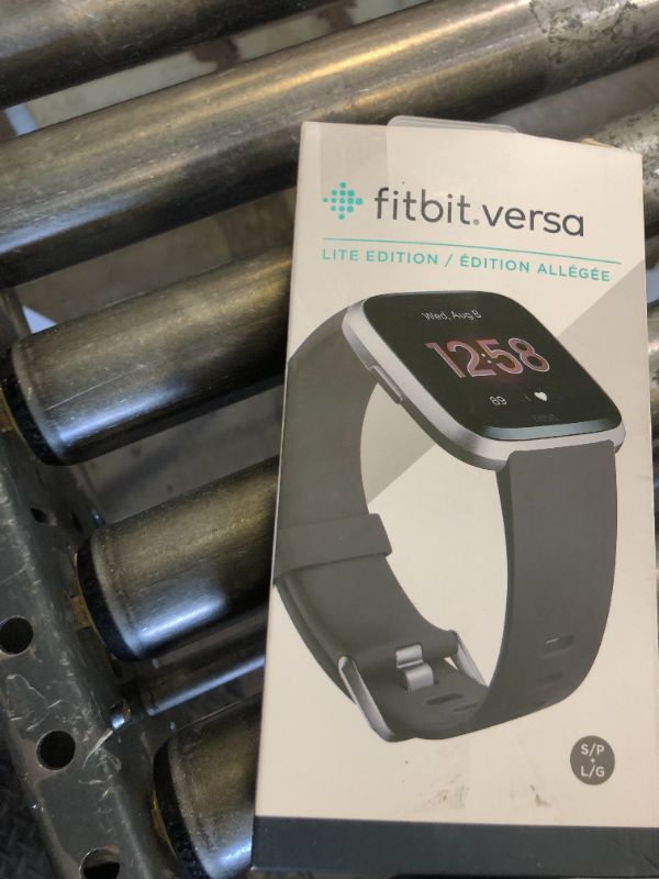 Photo 1 of Fitbit Versa Lite Smartwatch,GPS,Charcoal/Silver Aluminum, One Size (S & L Bands Included)