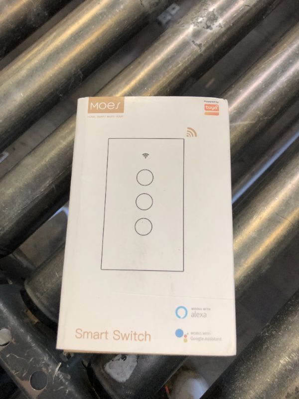 Photo 1 of MOES 2.4GHz WiFi Wall Touch Smart Switch Neutral Wire Required, 3 Way Multi-Control, Glass Panel Light Switch Work with Smart Life/Tuya App, RF433 Remote Control, Alexa and Google Home White 1 Gang