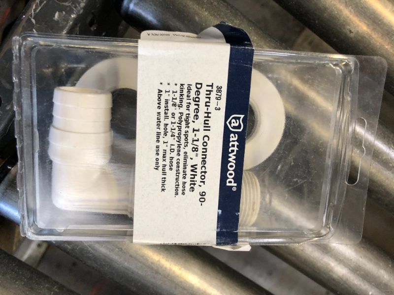 Photo 1 of attwood 3879-3 Thru-Hull Connector -1-1/4 in., White
