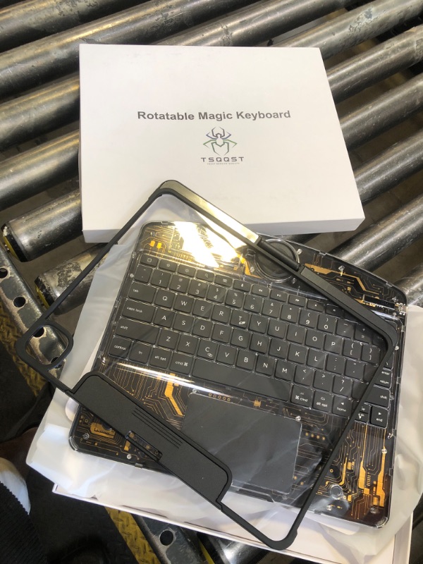 Photo 1 of Clear Wireless Keyboard Case for iPad Pro 13 Inch M4 2024 with Pencil Holder & Multi-Touch Trackpad, Visible PCB High-Tech Style, 3-Brightness & 7-Color Backlight, 360 Rotatable, Black