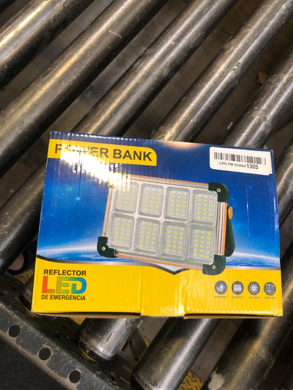 Photo 1 of YXQUA 2 Pack 120W Solar Rechargeable Work Light, 144 LED 10000LM Portable Flood Light with Stand, IP66 Waterproof 4 Modes LED Job Site Lighting Flashlights for Mechanic Camping Fishing Car Repair
