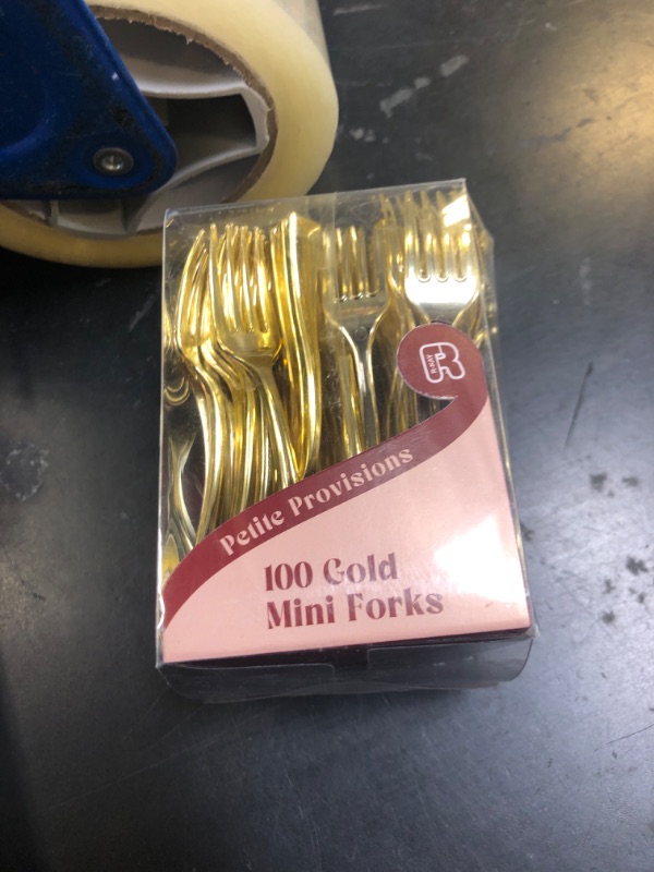 Photo 1 of 100 Pack Gold Mini Forks - 4 Inch Gold Dessert Forks - Heavy duty Mini Forks For Appetizers, Tastings, Cocktails, Dessert Cups, BPA Free Small Gold Forks - Packaging May Vary