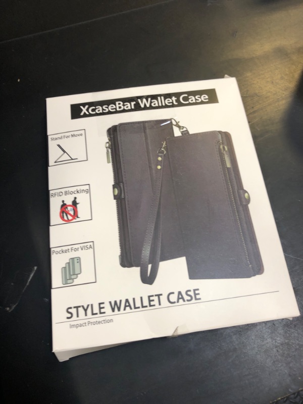 Photo 1 of XcaseBar for iPhone SE 3rd/7/8 Wallet case with Zipper Credit Card Holder?RFID Blocking?, Flip Folio Book PU Leather Phone case Shockproof Cover Women Men for Apple SE case Black