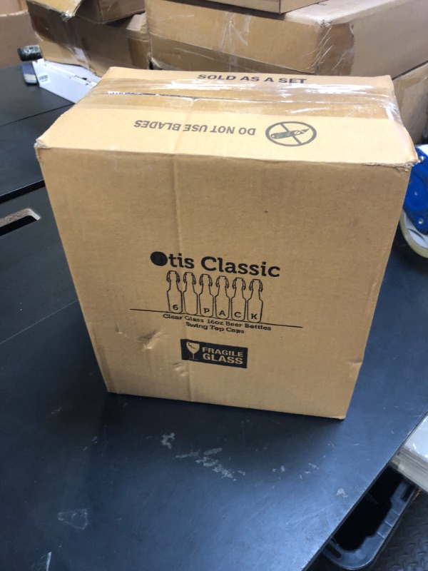 Photo 1 of Otis Classic Swing Top Glass Bottles - Set of 6, 16oz w/Marker & Labels - Clear Bottle with Caps for Juice, Water, Kombucha, Wine, Beer Brewing, Kefir Milk or Eggnog