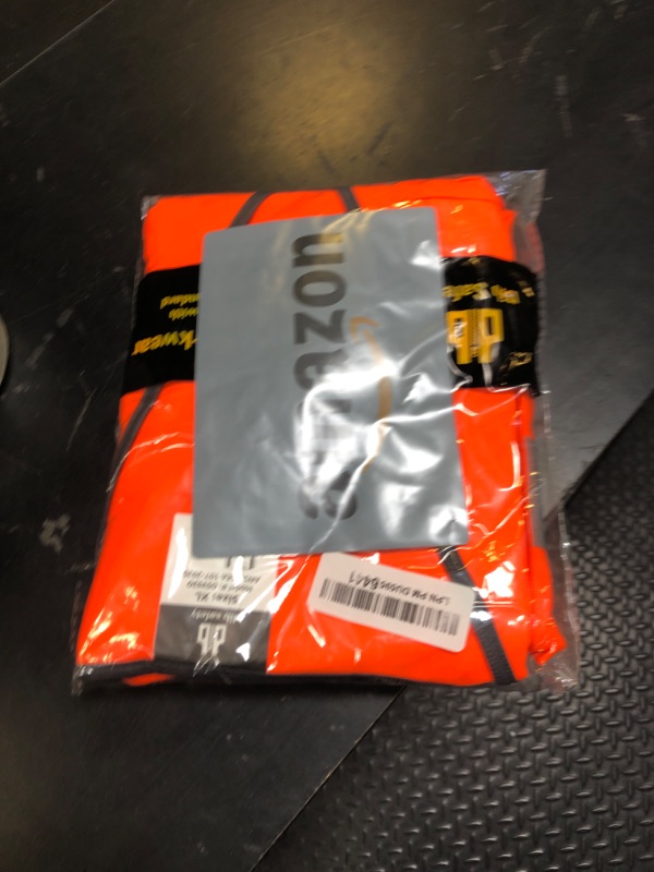 Photo 1 of Dib Safety Vest Reflective ANSI Class 2, High Visibility Vest with Pockets and Zipper, Construction Work Vest Hi Vis Orange 2XL
