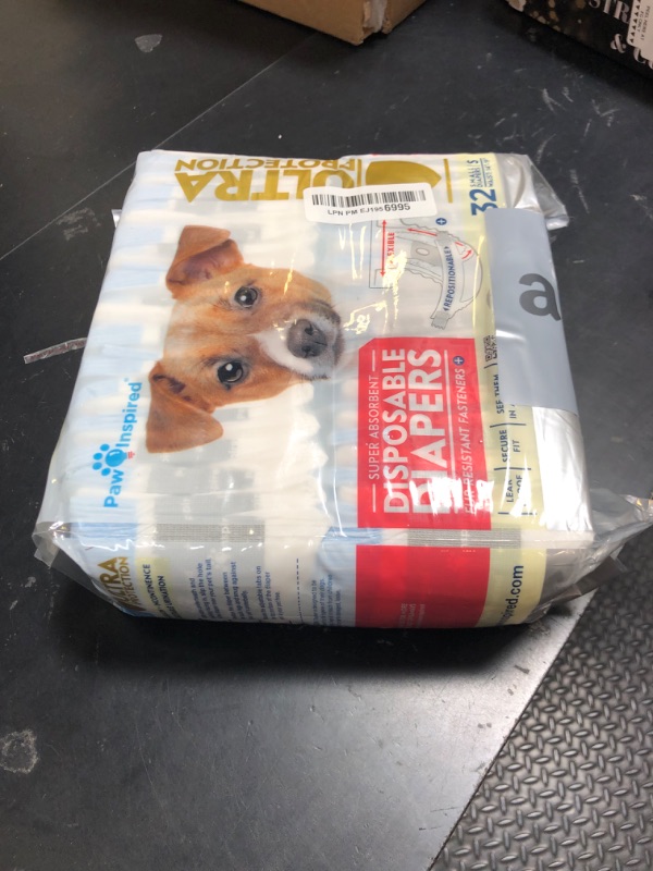 Photo 1 of Paw Inspired 32ct Disposable Dog Diapers | Female Dog Diapers Ultra Protection | Diapers for Dogs in Heat, Excitable Urination, or Incontinence (Small)