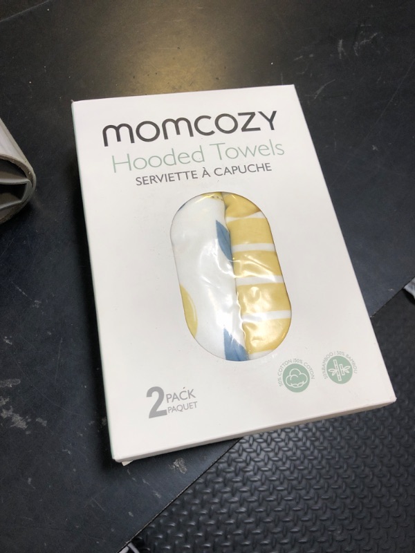 Photo 1 of Momcozy Baby Hooded Towel, 2 Pack Baby Towel Set, Super Soft Bath Towel with Original Design, Shower Gifts for Infant, Toddler (28 X 28 Inch, Lemon Leaves)