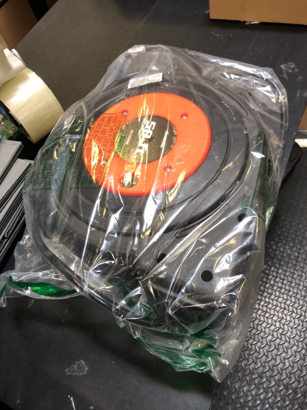Photo 1 of DEWENWILS Retractable Extension Cord Reel, 50 FT Heavy Duty Power Cord, 14AWG/3C SJTOW, 3 Grounded Outlets Lighted Triple Tap, 13 Amp Circuit Breaker, UL Listed