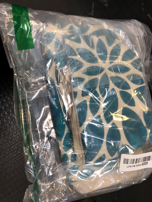 Photo 1 of Vie Savaran 4 Pcs/Set Plants Throw Pillow Covers Ginkgo Biloba Leaves Summer Gold Thread Floral Edging Decorations Turquoise Leaf Linen Pillow Covers for Sofa Bedroom Outdoor, 18"x18", Blue Gold