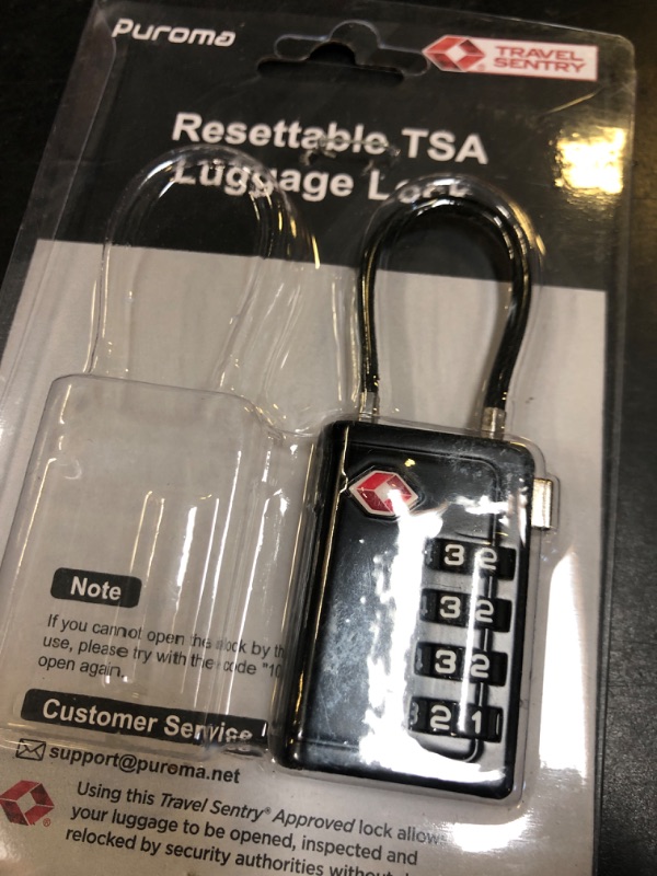 Photo 1 of Puroma TSA Approved Luggage Travel Locks with Open Alert Indicator, 4 Digit Combination Resettable Code Zinc Alloy Lock for Suitcase, Backpack, Bag, Toolbox, Locker (2 Pack, Black)