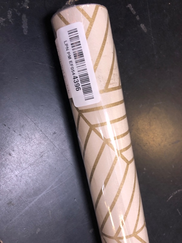 Photo 1 of CiCiwind Beige and Gold Geometric Wallpaper Peel and Stick Wallpaper Removable Self Adhesive Wall Paper Gold Striped Hexagon Vinyl Contact Paper for Wall Covering Cabinets Shelf Drawer 15.7"x197"