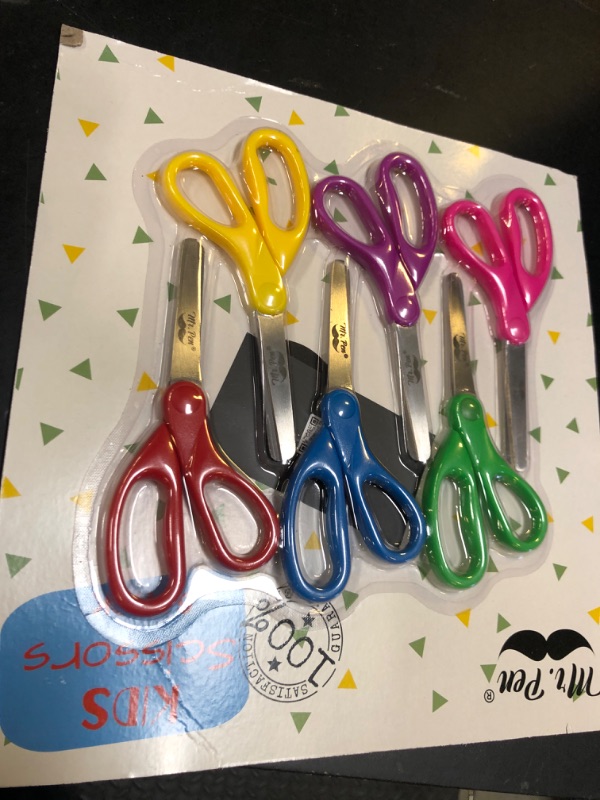 Photo 1 of Mr. Pen Kids Scissors - 6 Pack, 5 Inch, Colored Toddler Safety Scissors for Kids, School & Preschool