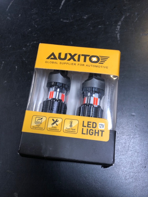 Photo 1 of AUXITO CANBUS 7440 7443 LED Bulbs Red with Built-in Resistor 7441 7444 W21W Anti Hyper Flash Error Free Brake Lights, Tail Lights, Stop Lights, Turn Signal Lights, Pack of 2