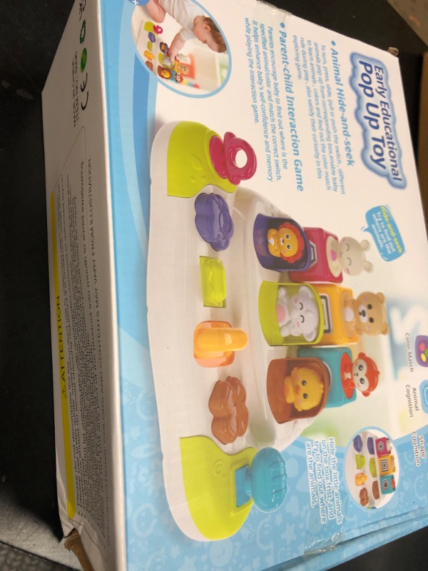 Photo 1 of PANITU Baby Pop Up Animal Toys with Buttons & Colors, Montessori Cause and Effect Toys for Boys Girls, Kids, Toddlers, Babies – 9 Months +